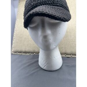 Marmot Black Crochet Knit Beanie Hat with Brim